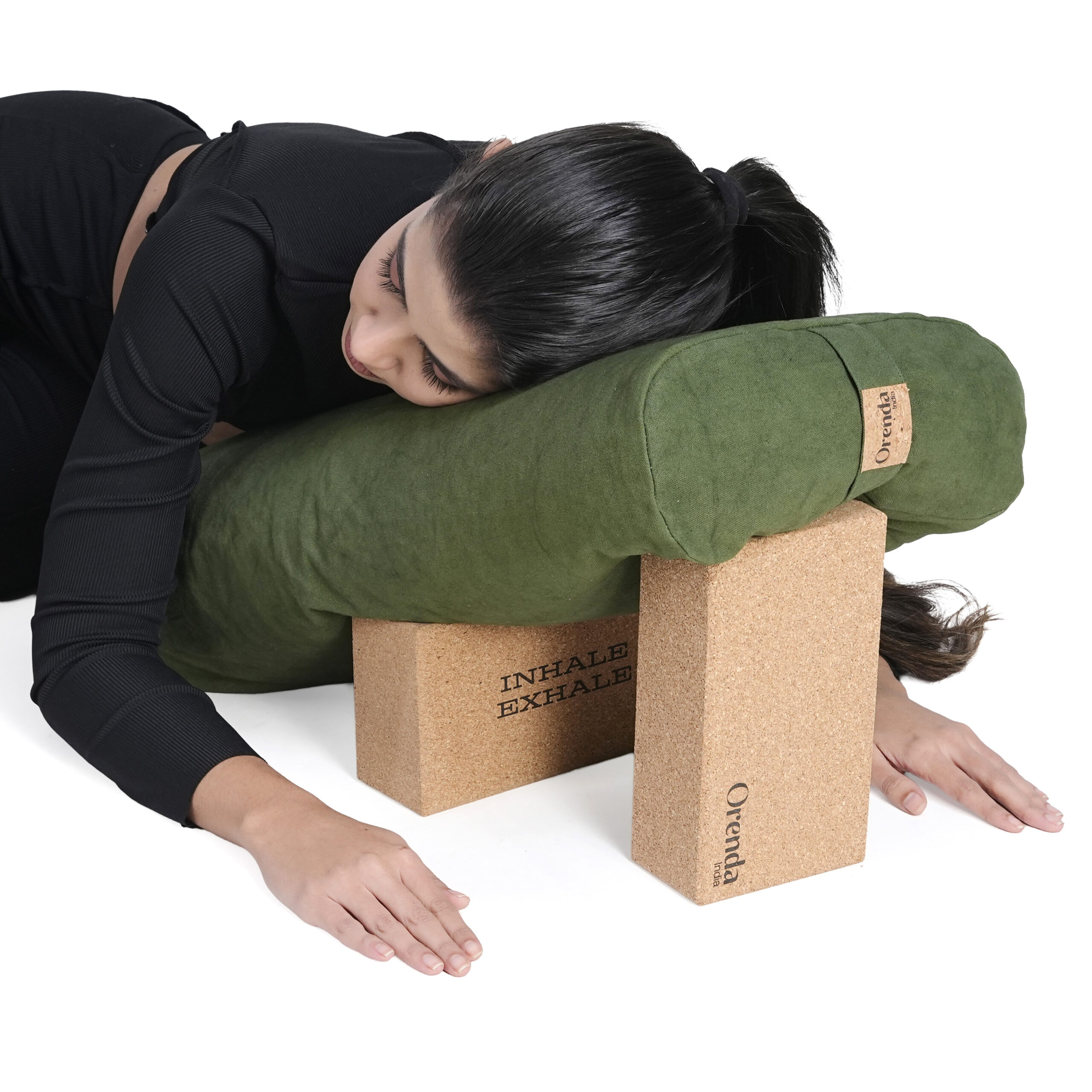 Cotton Canvas Yoga Bolster -With Buckwheat Hull Filling - Image 3