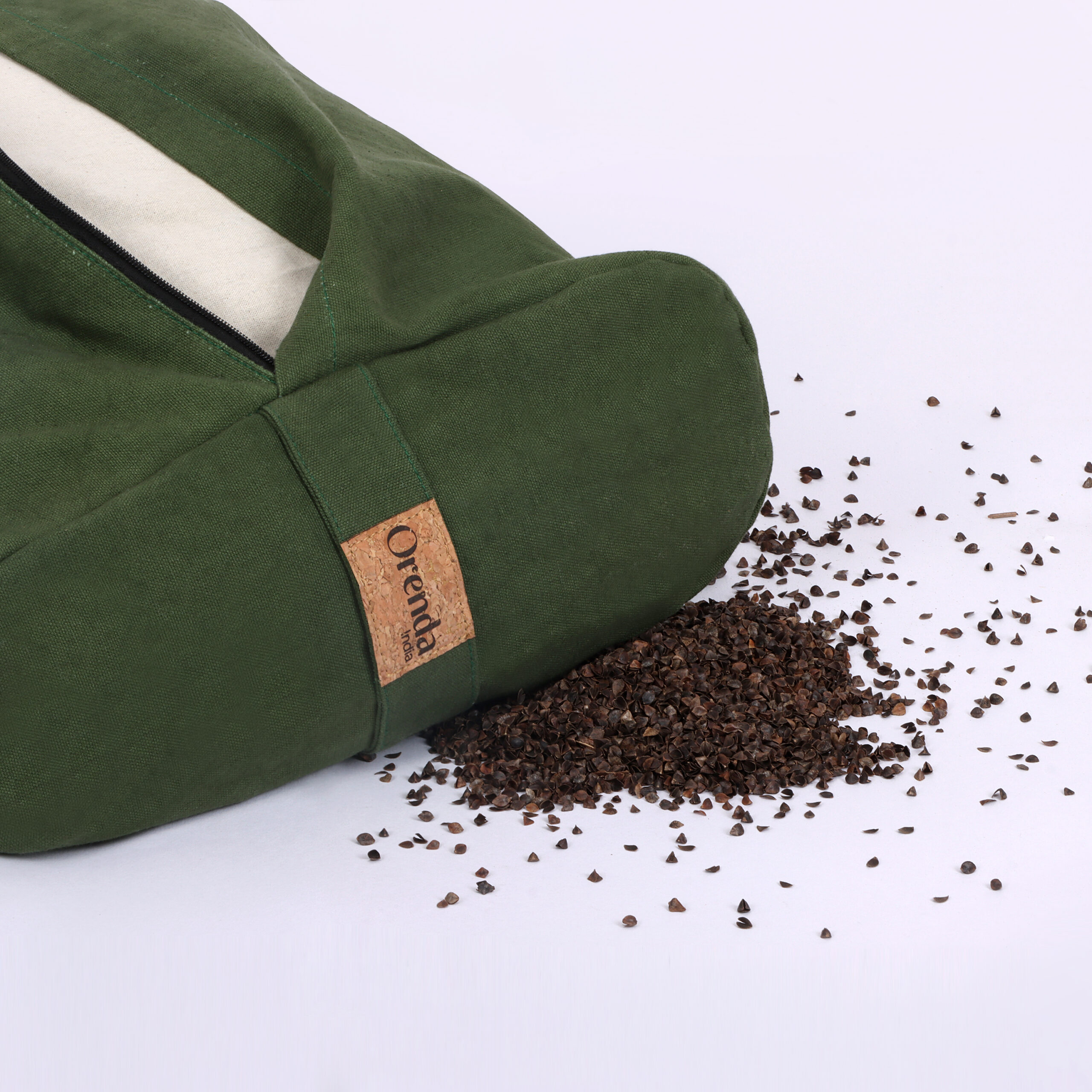 Cotton Canvas Yoga Bolster -With Buckwheat Hull Filling - Image 4