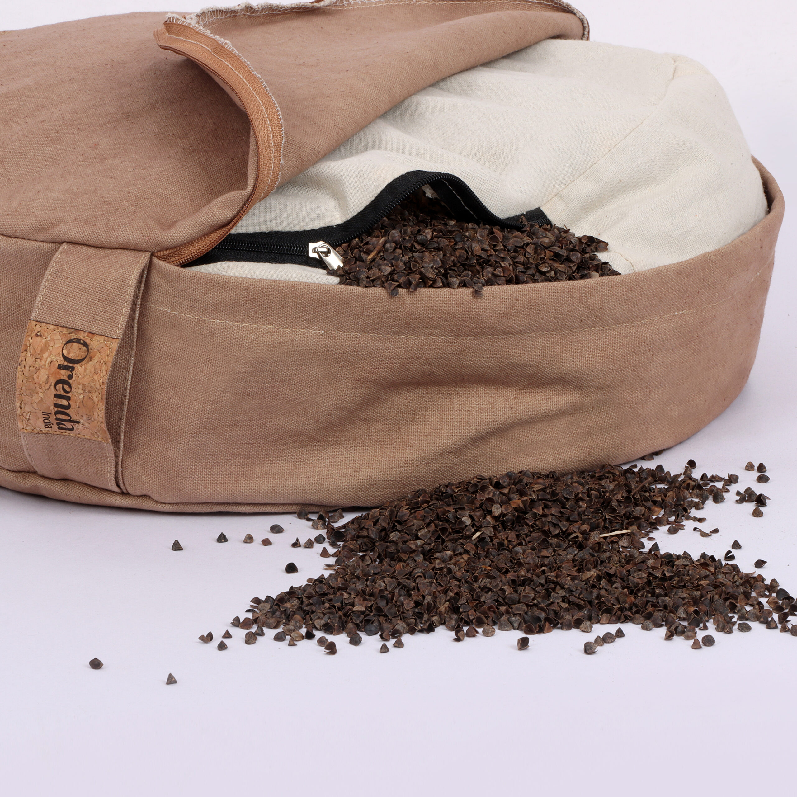 Cotton Canvas Meditation Cushion -With Buckwheat hull Filling - Image 5